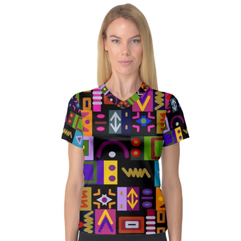 Abstract A Colorful Modern Illustration V-neck Sport Mesh Tee by Sudhe