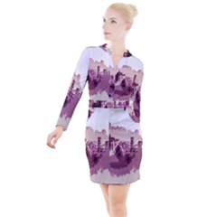 Abstract Painting Edinburgh Capital Of Scotland Button Long Sleeve Dress by Sudhe