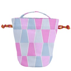 Geometric Pattern Design Pastels Drawstring Bucket Bag by Sudhe