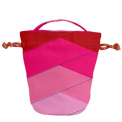 Geometric Shapes Magenta Pink Rose Drawstring Bucket Bag by Sudhe