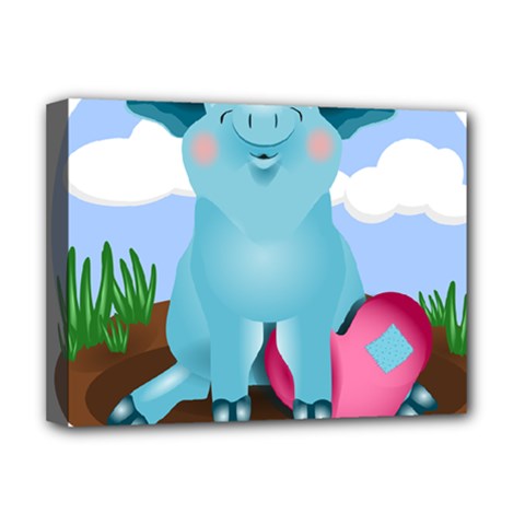 Pig Animal Love Deluxe Canvas 16  X 12  (stretched)  by Sudhe