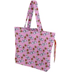 Lamb Pattern Pink Drawstring Tote Bag by snowwhitegirl
