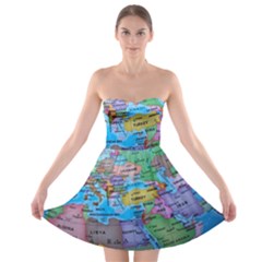 Globe World Map Maps Europe Strapless Bra Top Dress by Sudhe