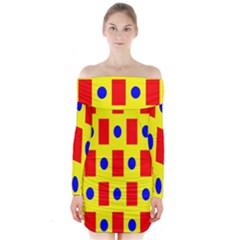 Pattern Design Backdrop Long Sleeve Off Shoulder Dress by Sudhe