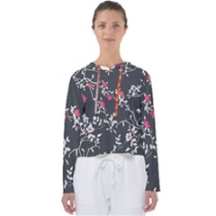 Black And White Floral Pattern Background Women s Slouchy Sweat by Sudhe