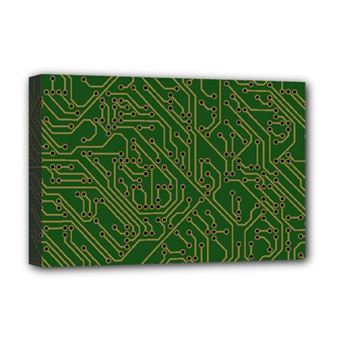 Circuit Board Electronics Draft Deluxe Canvas 18  X 12  (stretched) by Pakrebo