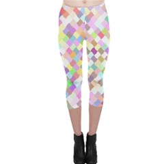 Mosaic Colorful Pattern Geometric Capri Leggings  by Mariart