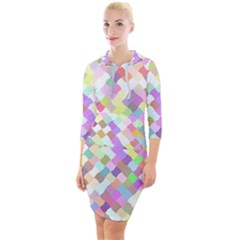 Mosaic Colorful Pattern Geometric Quarter Sleeve Hood Bodycon Dress by Mariart