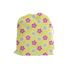 Traditional Patterns Plum Drawstring Pouch (large) by Mariart