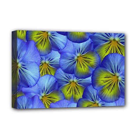Flowers Pansy Background Purple Deluxe Canvas 18  X 12  (stretched) by Mariart