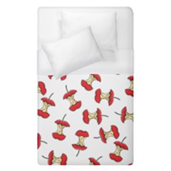 Red Apple Core Funny Retro Pattern Half On White Background Duvet Cover (single Size) by genx