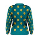 Toast With Cheese Funny Retro Pattern Turquoise Green Background Women s Sweatshirt View2