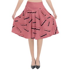 Funny Bacon Slices Pattern Infidel Vintage Red Meat Background  Flared Midi Skirt by genx
