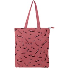 Funny Bacon Slices Pattern Infidel Vintage Red Meat Background  Double Zip Up Tote Bag by genx