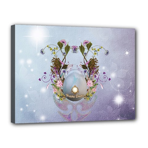 Easter Egg With Flowers Canvas 16  X 12  (stretched) by FantasyWorld7