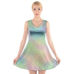 Pastel Mermaid Sparkles V-neck Sleeveless Dress by retrotoomoderndesigns