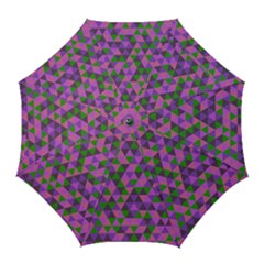 Retro Pink Purple Geometric Pattern Golf Umbrellas by snowwhitegirl