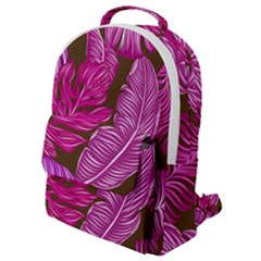 Tropical Pink Leaves Flap Pocket Backpack (small) by snowwhitegirl