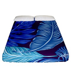 Tropical Blue Leaves Fitted Sheet (king Size) by snowwhitegirl