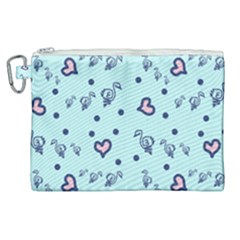 Duck Family Blue Pink Hearts Pattern Canvas Cosmetic Bag (xl) by snowwhitegirl