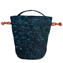 Dark Green Queen Anne s Lace Hillside Drawstring Bucket Bag by okhismakingart