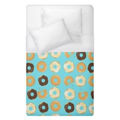 Donuts Pattern With Bites Bright Pastel Blue And Brown Duvet Cover (single Size) by genx