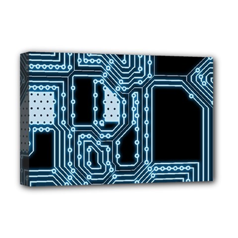 Circuit Pcb Tile Tiling Computer Deluxe Canvas 18  X 12  (stretched) by Pakrebo