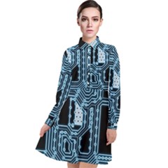 Circuit Pcb Tile Tiling Computer Long Sleeve Chiffon Shirt Dress by Pakrebo
