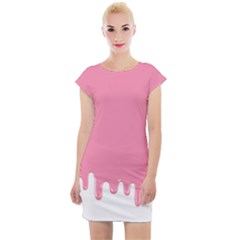 Ice Cream Pink Melting Background Bubble Gum Cap Sleeve Bodycon Dress by genx