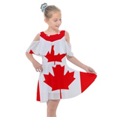 National Flag Of Canada Kids  Shoulder Cutout Chiffon Dress by abbeyz71