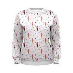 Ice Cream Cones Watercolor With Fruit Berries And Cherries Summer Pattern Women s Sweatshirt by genx