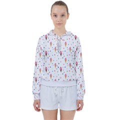 Ice Cream Cones Watercolor With Fruit Berries And Cherries Summer Pattern Women s Tie Up Sweat by genx