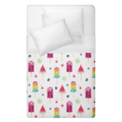 Popsicle Juice Watercolor With Fruit Berries And Cherries Summer Pattern Duvet Cover (single Size) by genx