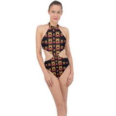 Sweets And  Candy As Decorative Halter Side Cut Swimsuit by pepitasart