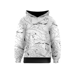 Birds Hand Drawn Outline Black And White Vintage Ink Kids  Pullover Hoodie by genx