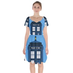 Doctor Who Tardis Short Sleeve Bardot Dress by Sudhe