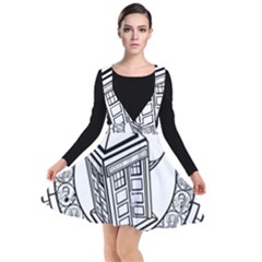 Bad Wolf Tardis Art Drawing Doctor Who Plunge Pinafore Dress by Sudhe