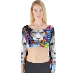 Art Drawing Poster Painting The Lion King Long Sleeve Crop Top by Sudhe