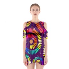 Abstract Background Spiral Colorful Shoulder Cutout One Piece Dress by HermanTelo
