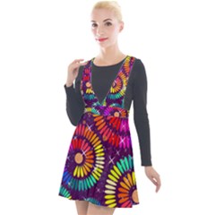 Abstract Background Spiral Colorful Plunge Pinafore Velour Dress by HermanTelo