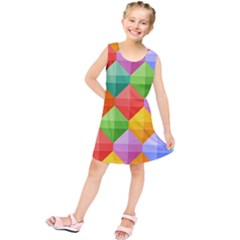 Background Colorful Geometric Triangle Rainbow Kids  Tunic Dress by HermanTelo