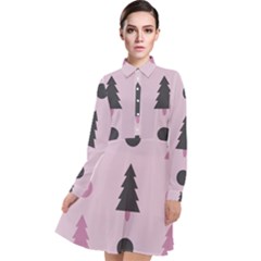 Christmas Tree Fir Den Long Sleeve Chiffon Shirt Dress by HermanTelo