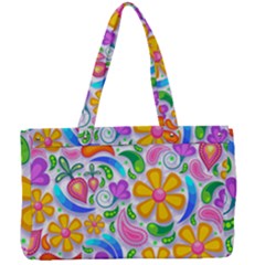 Floral Paisley Background Flower Yellow Canvas Work Bag by HermanTelo