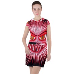 Monster Red Eyes Aggressive Fangs Drawstring Hooded Dress by HermanTelo