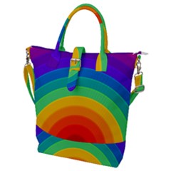 Rainbow Background Colorful Buckle Top Tote Bag by HermanTelo