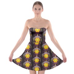 Pattern Background Yellow Bright Strapless Bra Top Dress by HermanTelo