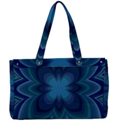 Blue Geometric Flower Dark Mirror Canvas Work Bag by HermanTelo