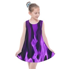 Smoke Flame Abstract Purple Kids  Summer Dress by HermanTelo
