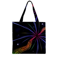 Stars Space Firework Burst Light Zipper Grocery Tote Bag by HermanTelo