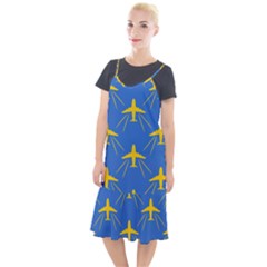 Aircraft Texture Blue Yellow Camis Fishtail Dress by HermanTelo